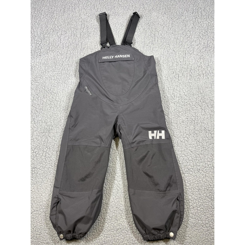 Helly Hansen Ski Bib Pants Unisex Kids 4-5 Gray Helly Tech Waterproof Salopettes